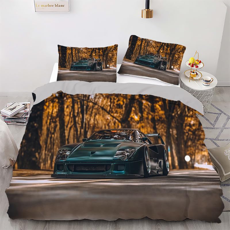 Funda nórdica cama 135 microfibra marrón 220x220 de coche 3D para habitación infantil