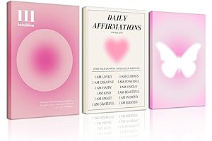 Set of 3 Motivational Angel Number Wall Art for Teen Girls Bedroom