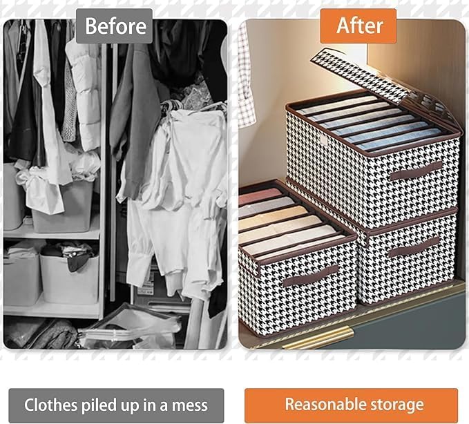 Image of Folding Storage Box with Transparent Lid | Fabric Collapsible Organizer with Steel Frame & Handles | Clothes Storage Bin for Wardrobe, Closet & Home