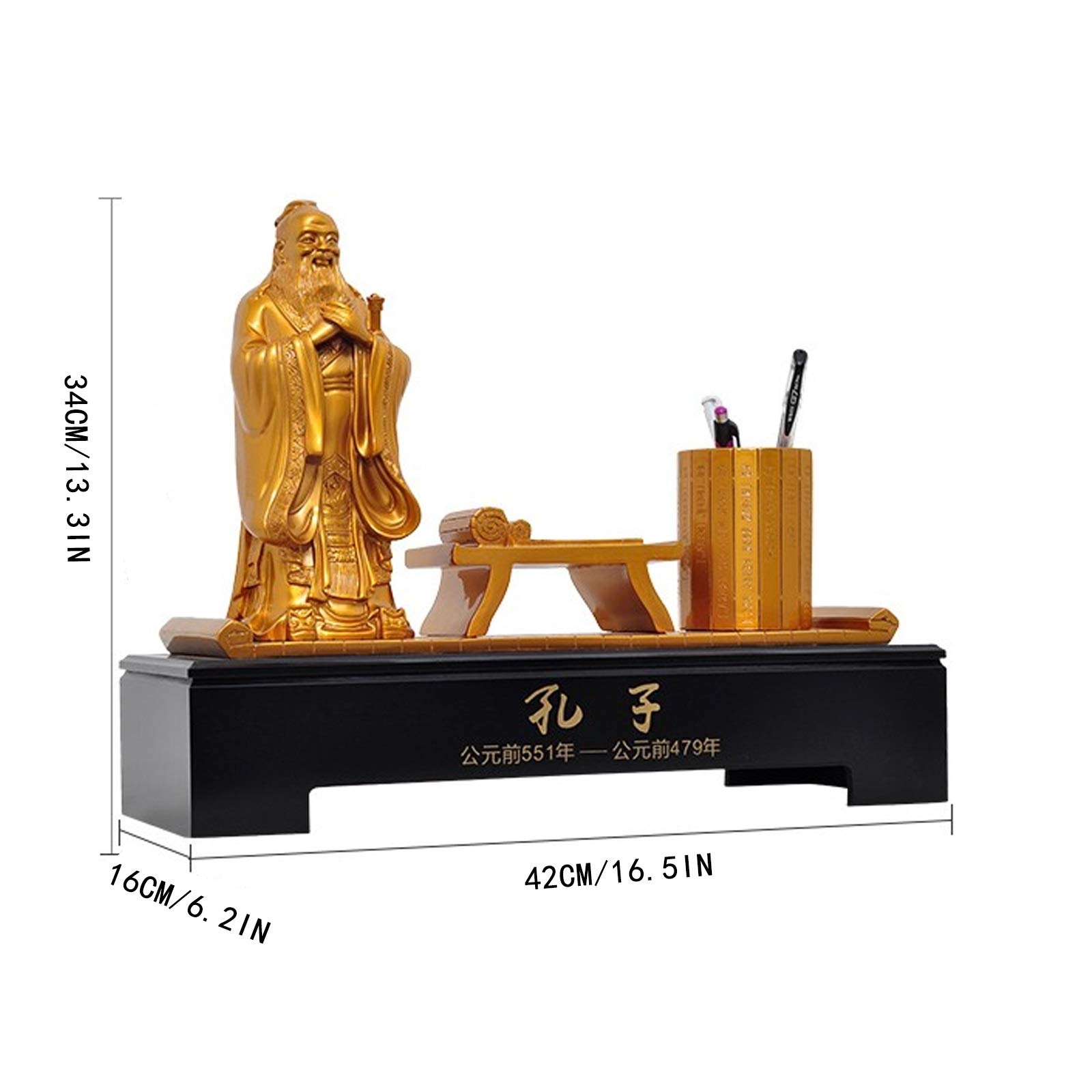 Stifthalter Schreibtisch Konfuzius Stift Bleistifthalter, chinesische Art Creative Stift Bleistifthalter Harzstift Container Schreibtisch Ornamente for Schreibtisch Home Ornamente (Golden) Schreibtisc