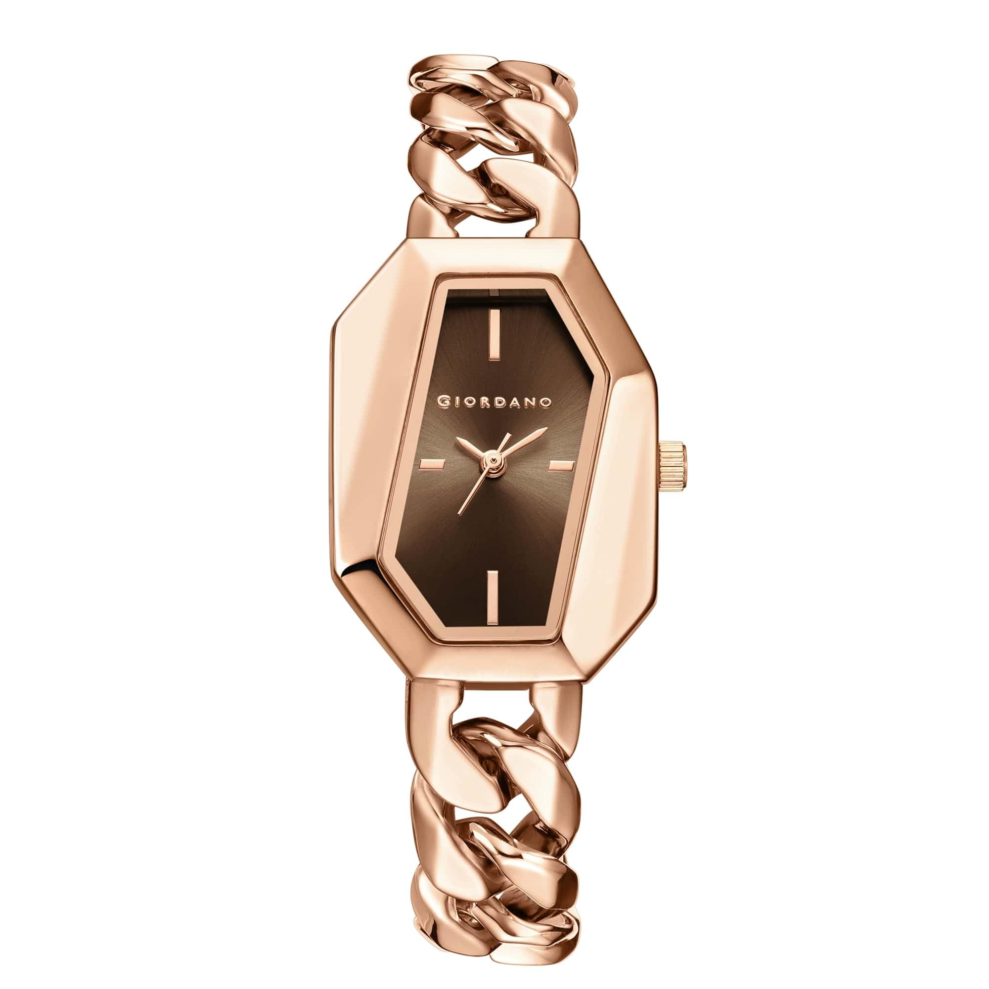 Stylish Analog Watch for Women – Hexagon Dial, Trendy Chain Link Stainless Steel Strap, Elegant Dress Timepiece-image-38