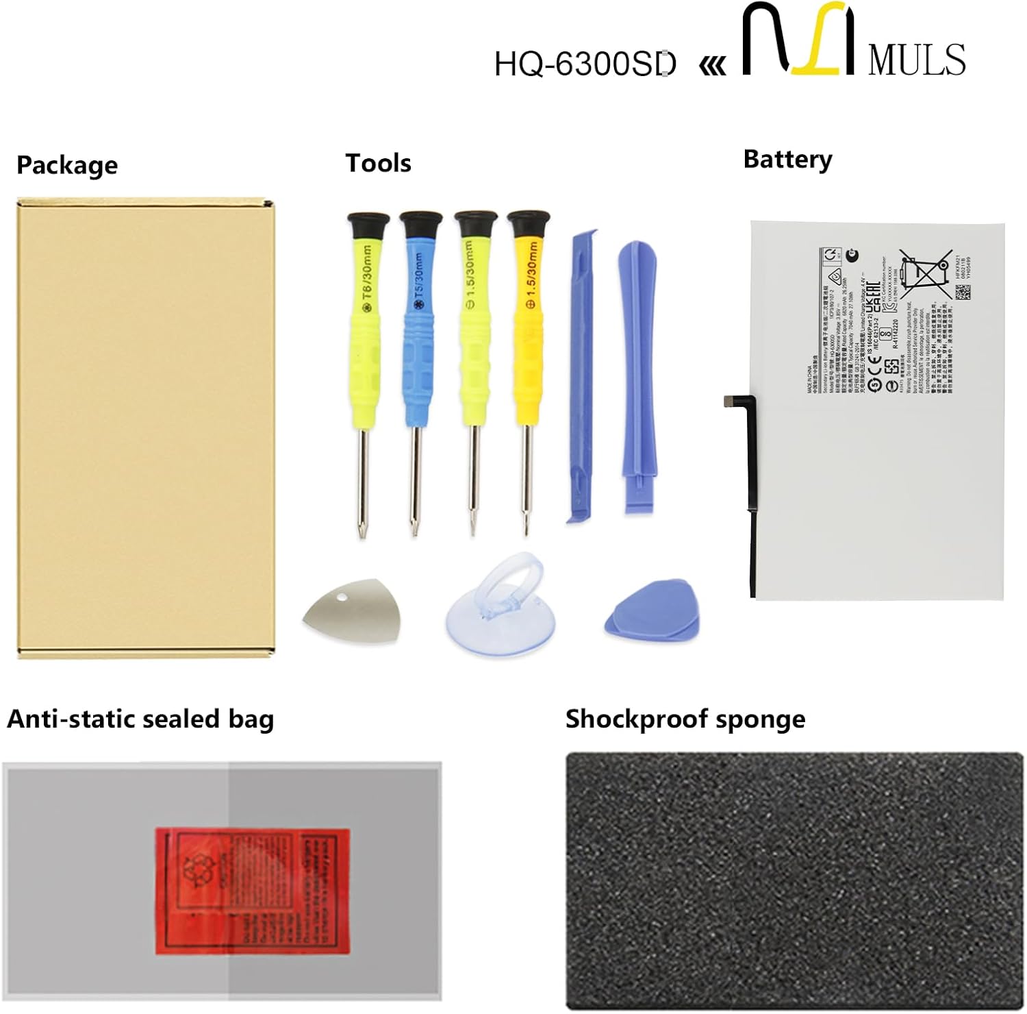 MULS 7040mAh HQ-6300SD HQ-6300SA Tablet Battery for Samsung Galaxy Tab A8 10.5 inch 2021 2022 SM-X200 SM-X200N SM-X205 SM-X205N SM-X205NZAAEUE SM-X200NZAAEUA