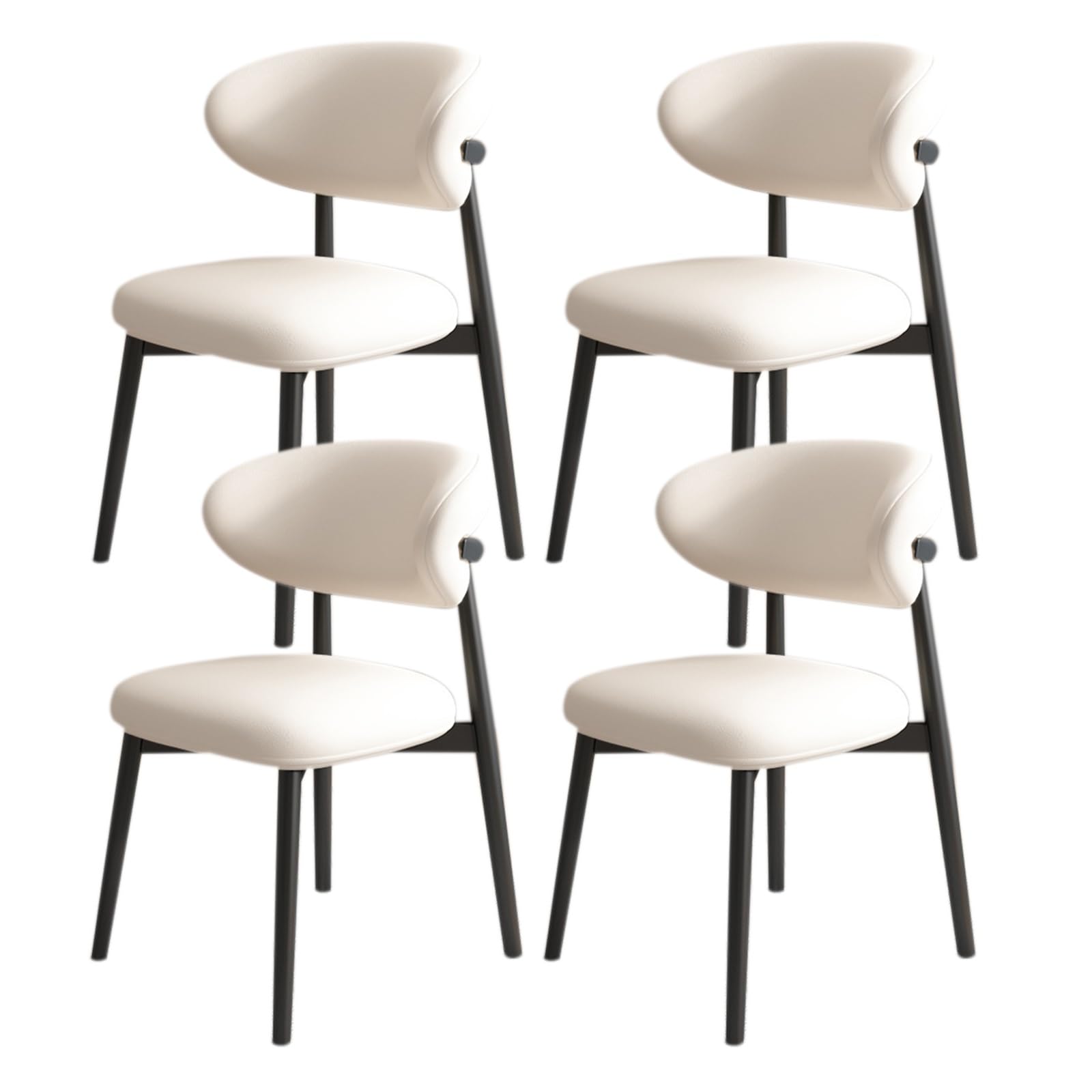 Nowoczesne krzesła do jadalni, zestaw 4 sztuk, tapicerowane, zakrzywione oparcie, solidne drewniane nogi, stylowy czarno-biały design - idealne do kuchni i salonu