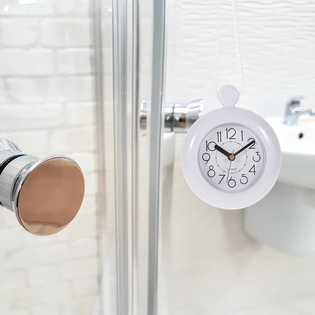 Orologio Da Bagno Impermeabile Da Parete Con Design Sospeso E Digitale Senza Batteria Orologio Piccolo Da Doccia Bianco Con Corda Perfetto Per Decorazione Bagno E Spazi Ridotti