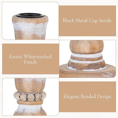 Miniatura 4 de Portavelas cónicos de madera candelabros de madera rústica, decoración de otoño para sala de estar, mesa de comedor, centro de mesa de Navidad,