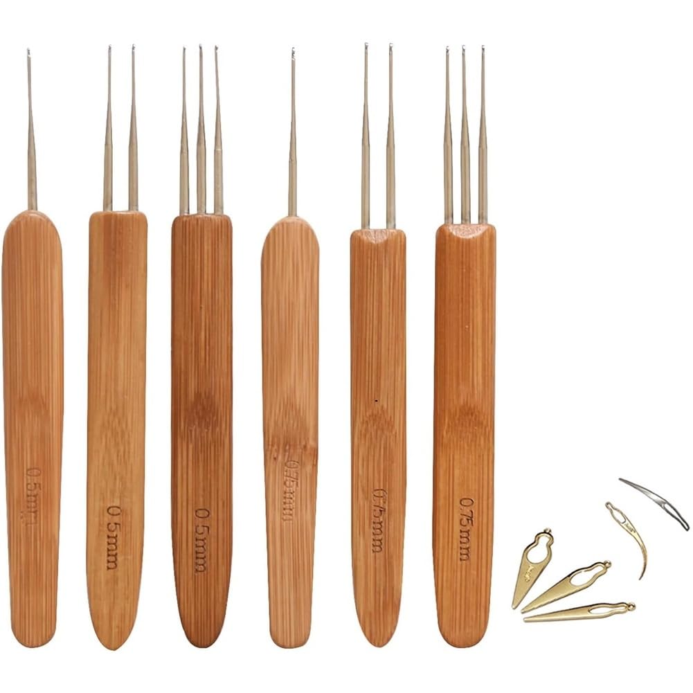 Aundhegrtt Dreadlock Crochet Hook Tool for Locs Weaving Crochet for Braid Hair and Crafts 0.5mm 0.75mm Needle