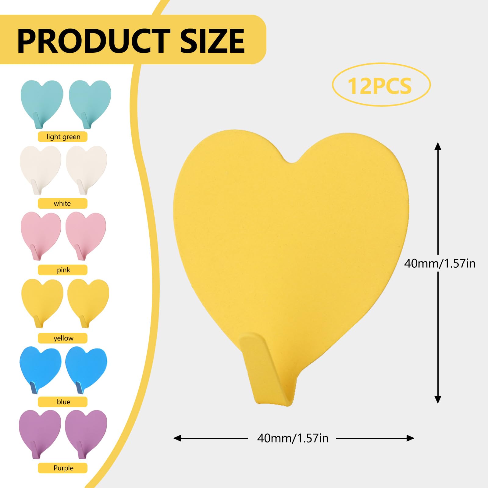 Ganci adesivi, 6 pezzi ganci adesivi da parete in acciaio inossidabile, ganci adesivi colorati a forma di cuore | Leroy Merlin