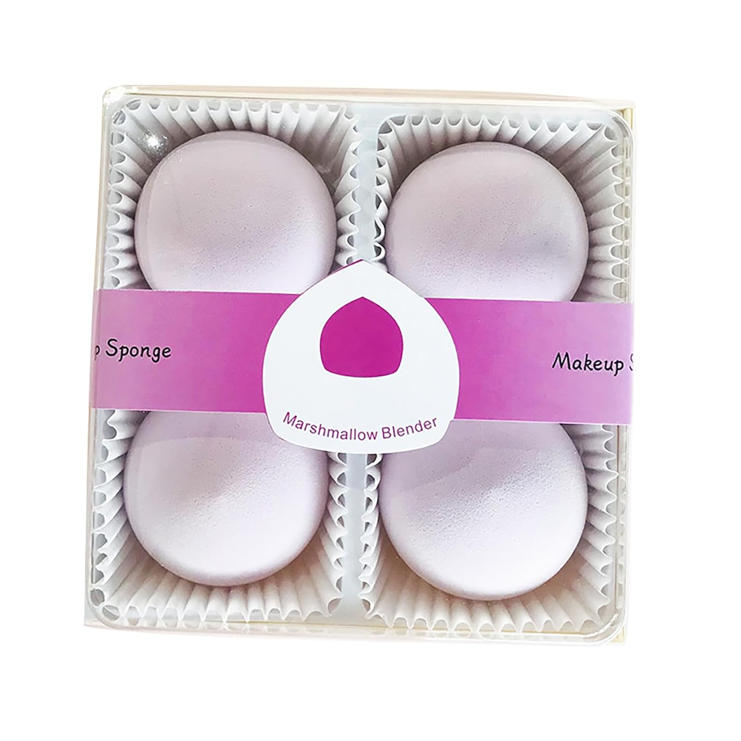 Marshmallow Makeup Sponge 4pcs/set, Latex-free and Vegan Super Soft Dry Wet Used Beauty Sponge Blender for Foundation, Powder and BB Cream (Light Pink)