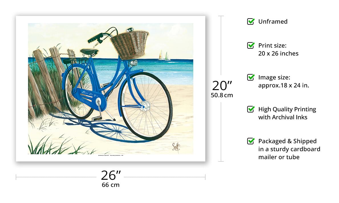 bicycle at beach artist scott Amazon.com: Blue by You - Blue Cruiser Bike at the Beach - From an Original  Color Painting by Scott Westmoreland