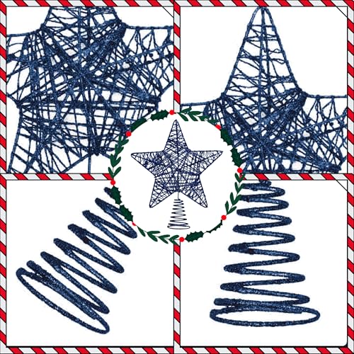 Christmas Tree Topper Decoration Christmas Tree Star Decorations Navy Blue Glitter Star for Xmas Tree Festive Decs - Image 3