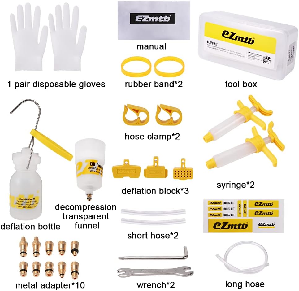 Brake Bleed Kit,Professional Bicycle Hydraulic Disc Brake Oil Mineral Bleed Kit Tool Set for Shimano, for MAGURA, for SRAM Series Bike Brake Repair Tools (as shown)