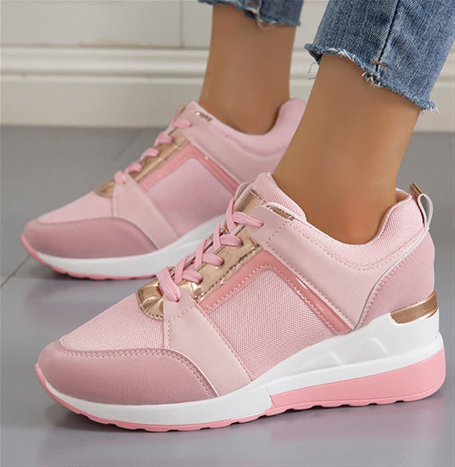 Zapatillas De Cuña Con Suela Gruesa Para Ujer De Otoño/invierno, Zapatos Casuales Con Auento De Altura Interior | Oda De Ujer | SHEIN Colobia