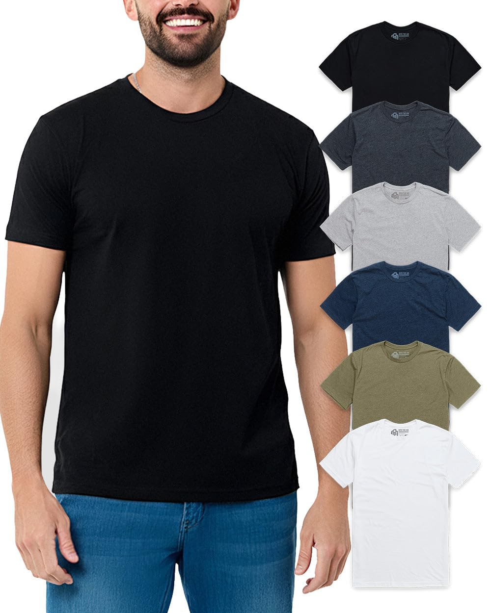 INTO THE AM Camisetas gráficas Hombre, Camisetas de diseño Genial para Chicos S - 4XL, Supervisor, Paquete de 6 Unidades Negro/carbón/Gris/Azul Marino/Verde Oliva/Blanco, XL