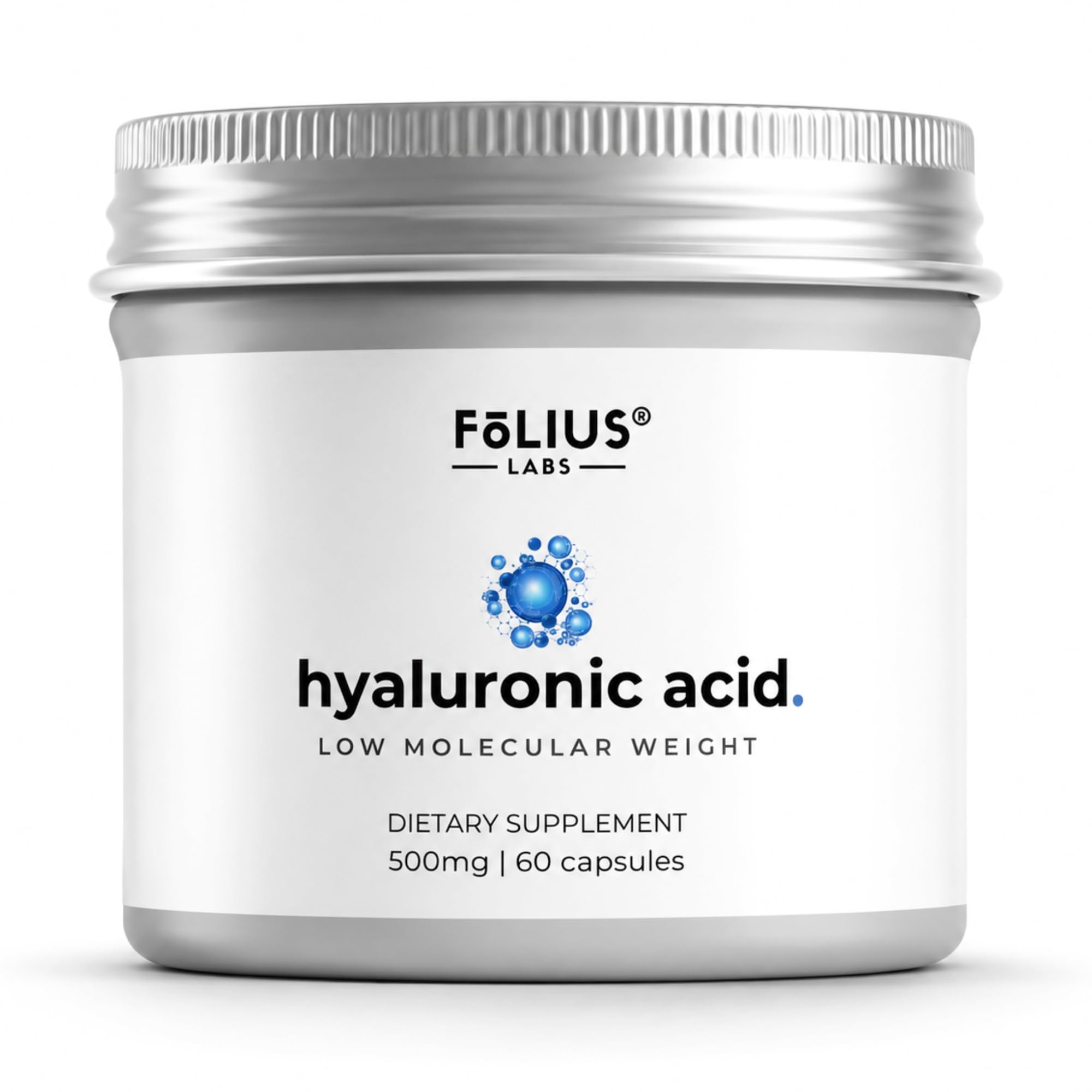 FOLIUS LABS Ultra High Purity Hyaluronic Acid Capsules 500mg - 95% Sodium Hyaluronate - Highly Purified and Bioavailable - Low Molecular Weight - Non-GMO Fermented - 60 Capsules-image-14
