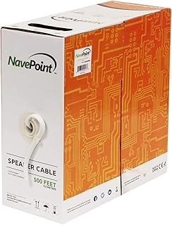 NavePoint NavePoint 500ft in Wall Audio Speaker Cable Wire CL2 16/2 AWG Gauge 2 Conductor Bulk White