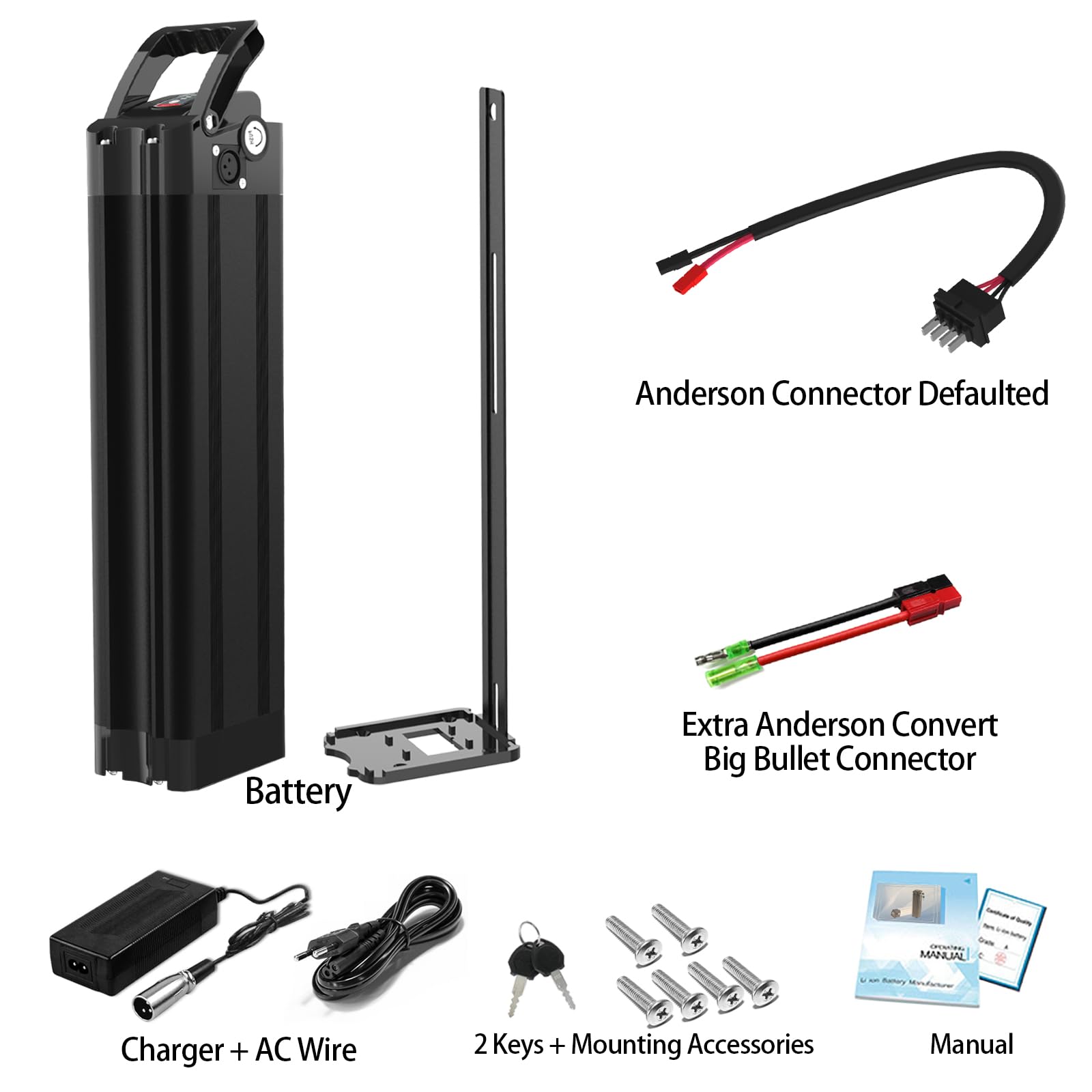 YASCO 36 V 15 Ah Ebike batteria al litio rimovibile con caricatore, kit di conversione della batteria della bici elettrica di grande capacità con protezione