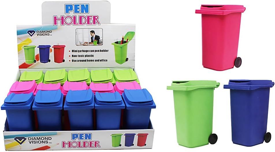 Diamond Visions 01-1597 Garbage Can Pen Holder MultiPack in Assorted Colors (2 Pen Holders)