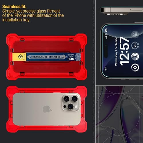 Miniatura 5 de Caseology Vidrio templado Snap Fit 2 unidadesfácil instalación compatible con iPhone 15 Pro Max Protector de pantalla con kit de instalación (2023)