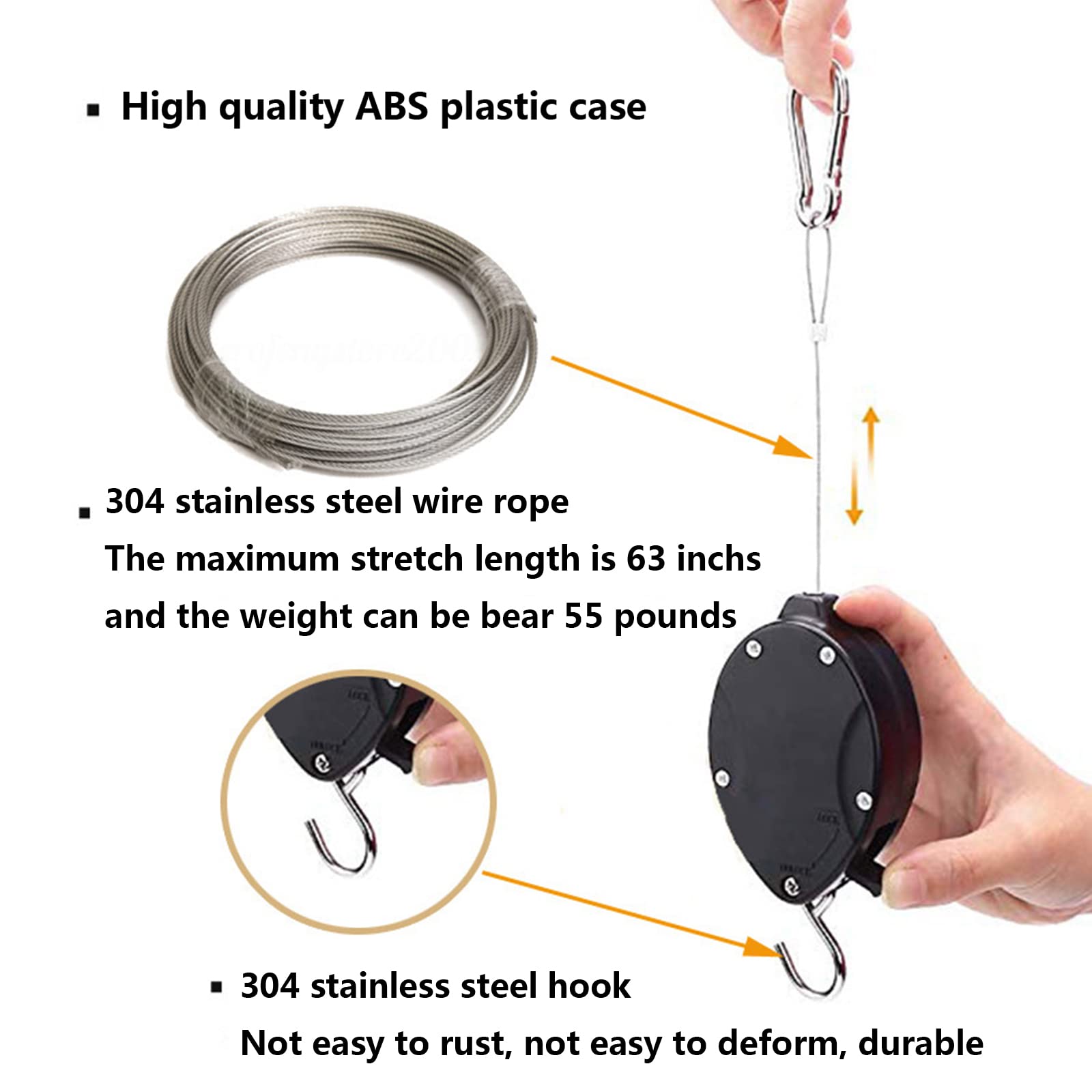 Gancio Regolabile Per Piante | Fune Metallica Retrattile Per Vasi Sospesi E Decorazioni - Foto 11