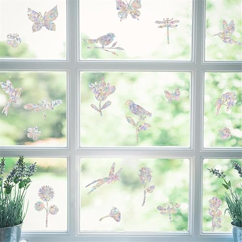Adhesivos anticolisión para ventanas, 9 calcomanías estáticas para ventana para evitar golpes de pájaros, vinilo prismático no adhesivo, calcomanías disponible en Yaxa Colombia