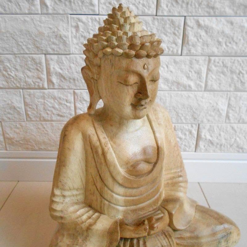 一刀彫 頬杖仏陀 31cm 仏像 仏陀 ブッダ 仏像の置物 瞑想 オリエンタル