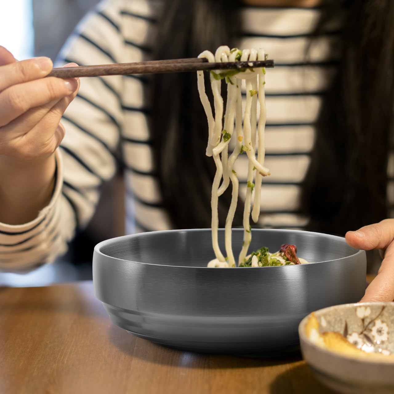 CALLARON Stainless Steel Double Wall Bowl 34Oz, Insulated Cold Noodle Bowl image 3