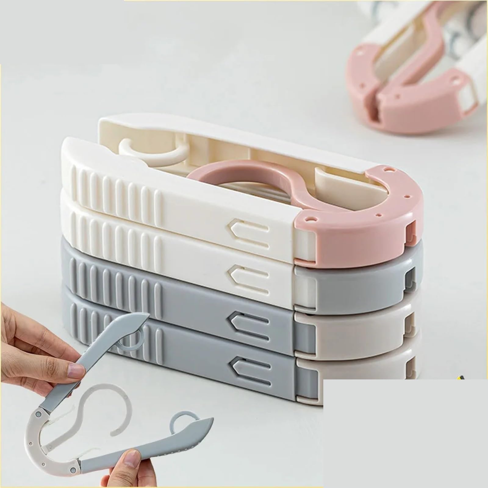 KleiderbüGel Platzsparend Multifunktions-Reise-Kleiderbügel, zusammenklappbarer Kleiderständer, tragbarer Wäschetrockner for Geschäftsreisen und den Heimgebrauch(Grey-White-10PCS)