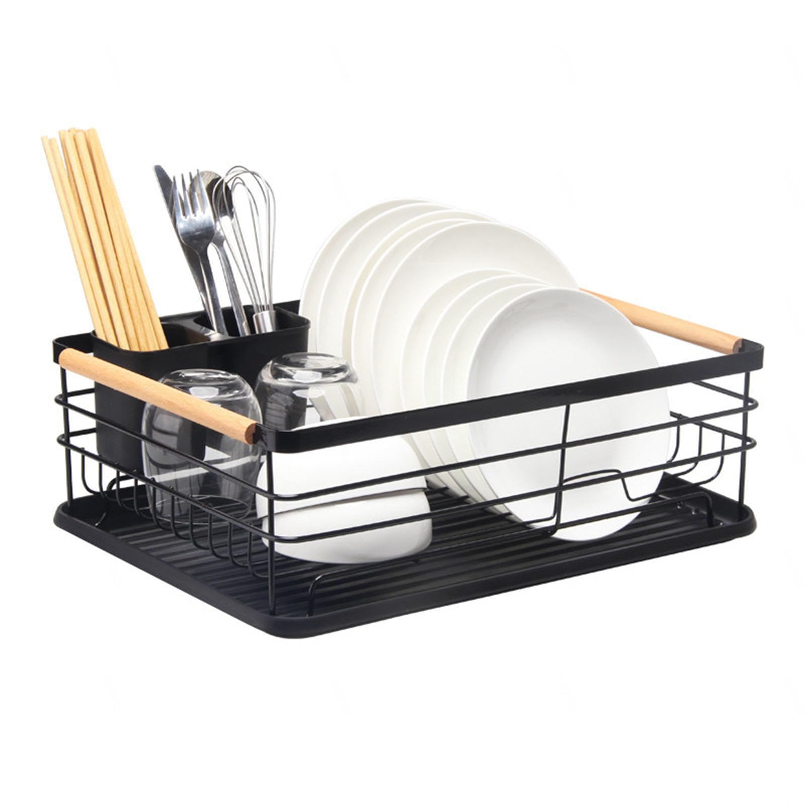Scolapiatti,scolapiatti per Il bancone della Cucina,Piccolo scolapiatti con vaschetta raccogligocce,portautensili Compatto,Organizer da Cucina,B