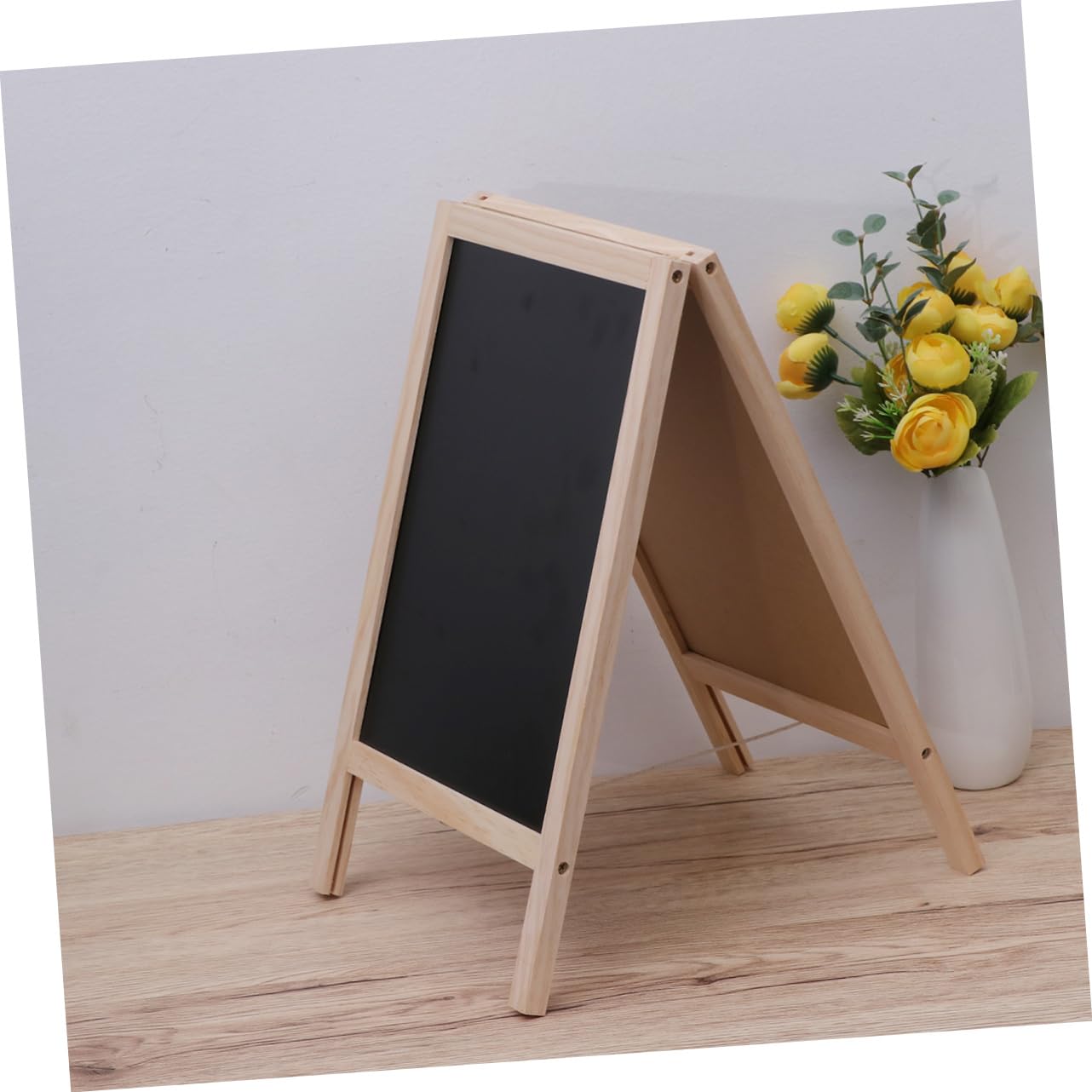 HOMSFOU Tableau Noir Double Face Bois 25 X 40 Cm Support Chevalet Trépied pour Comptoir de Bar et Garçon et Filles Usage Bureau Scolaire Couleur Aléatoire