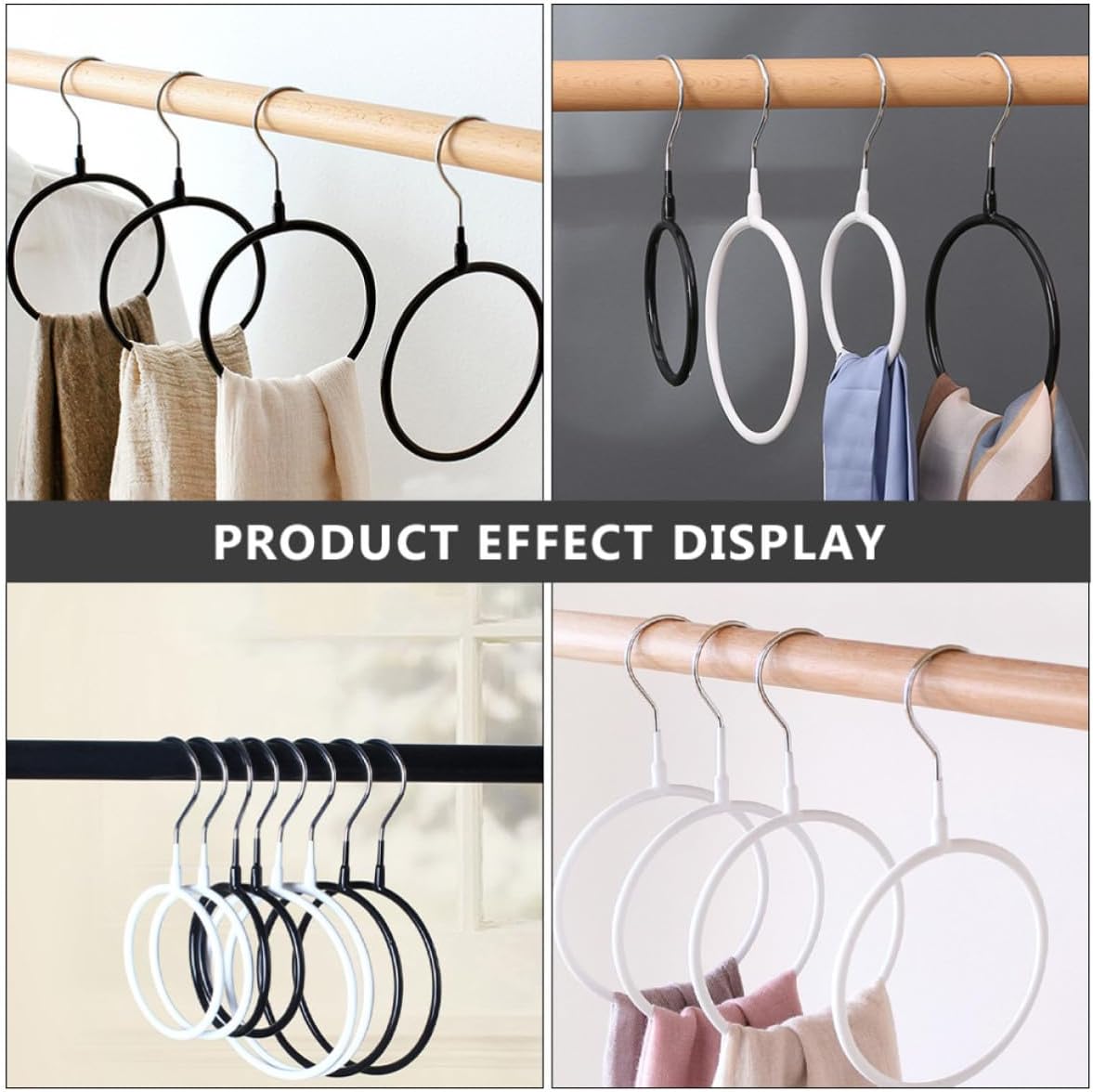 6pcs Metal Ring Hook Scarf Hanger Wardrobe Organizer