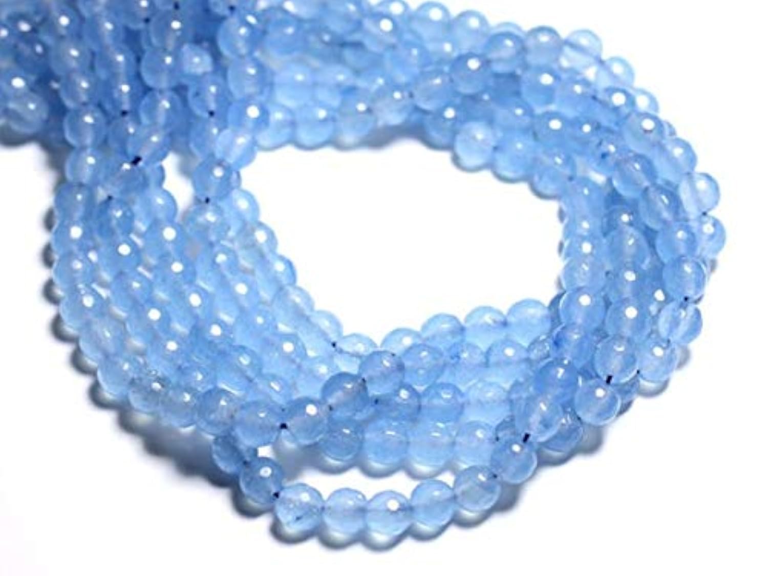 Perles de jade véritable bleu clair facetté 8 mm LKBEADS pour joaillerie fine