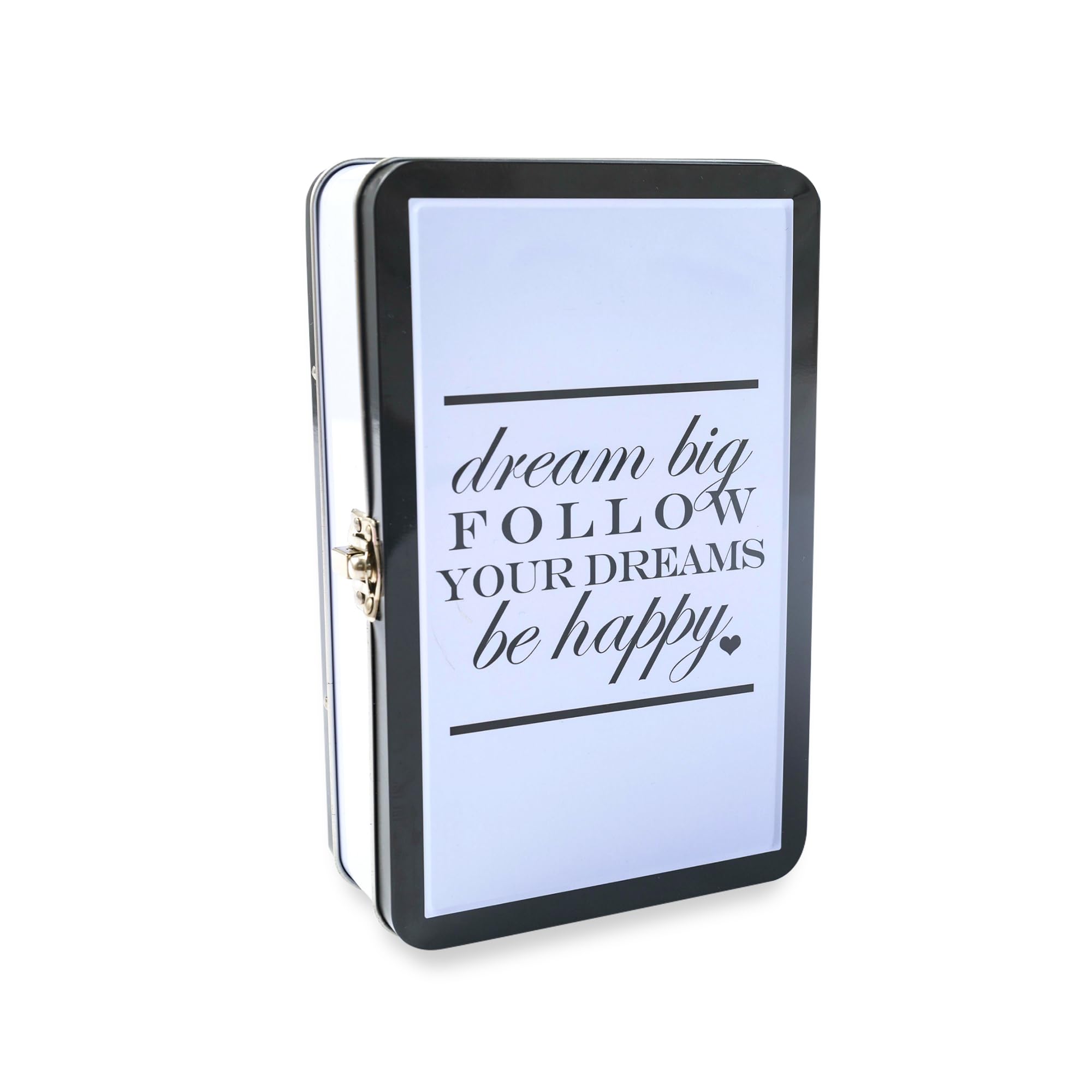 DAHO Metal Storage Box with Hinge for Office, School, Home, Makeup, Arts &amp; Crafts and Accessories (Follow Your Heart)