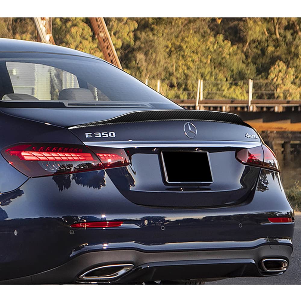 Glossy Black Carbon Rear Spoiler Wing For Mercedes Benz E-Class W213 (E200, E260, E300) 2016-2022 - ABS Plastic Ducktail Trunk Lid Lip