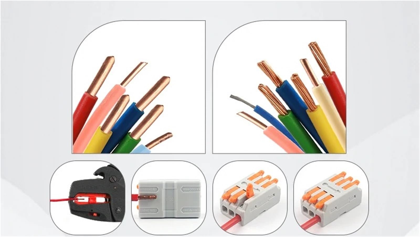Mini Conector de Cable rápido en Caja, Kit de Empalme a Tope rápido, Palanca de Bloque de terminales, Conectores de cableado Divisor de Cable eléctrico Compacto(D2346GR 52PCS Box)