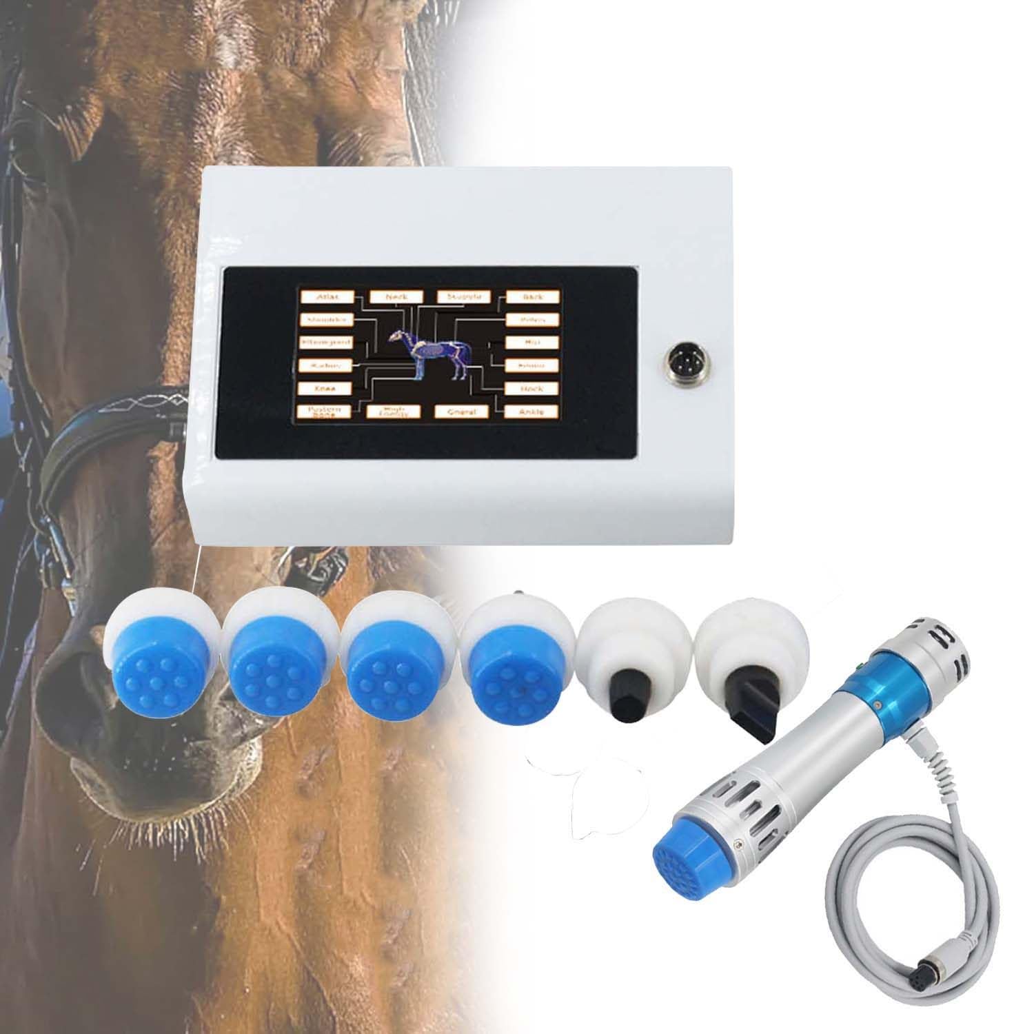 DPLWJPP Electric Shockwave Therapy Machine for Horses Animals Equine Deep Tissue Shockwave Device with 7 Deep Tissue Massage Heads for Equine Muscle Pain Relief
