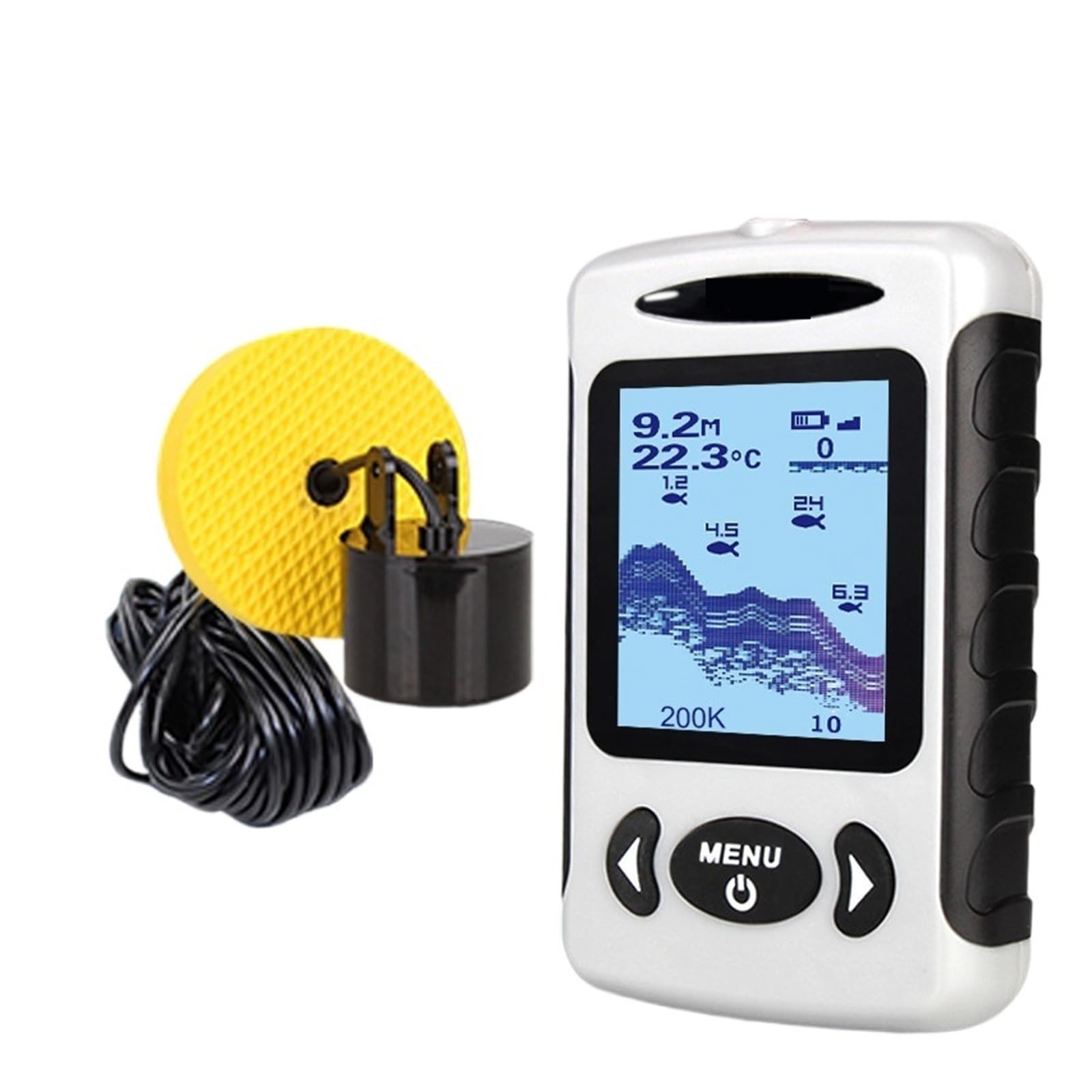 Ecoscandaglio, Ecoscandaglio portatile LCD da 2, pollici 200KHz/83KHz Rilevatore doppia frequenza sonar 100M for la pesca sul ghiaccio