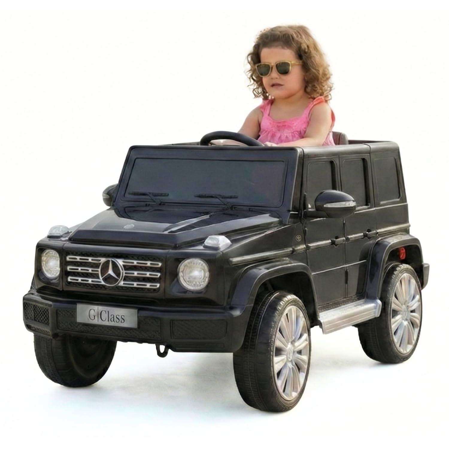 Mercedes G500 12 V elektryczny samochód elektryczny, czarny, pilot zdalnego sterowania 2,4 GHz, wejście USB/SD, tylne zawieszenie, bateria litowa, oświetlenie LED, oryginalna licencja