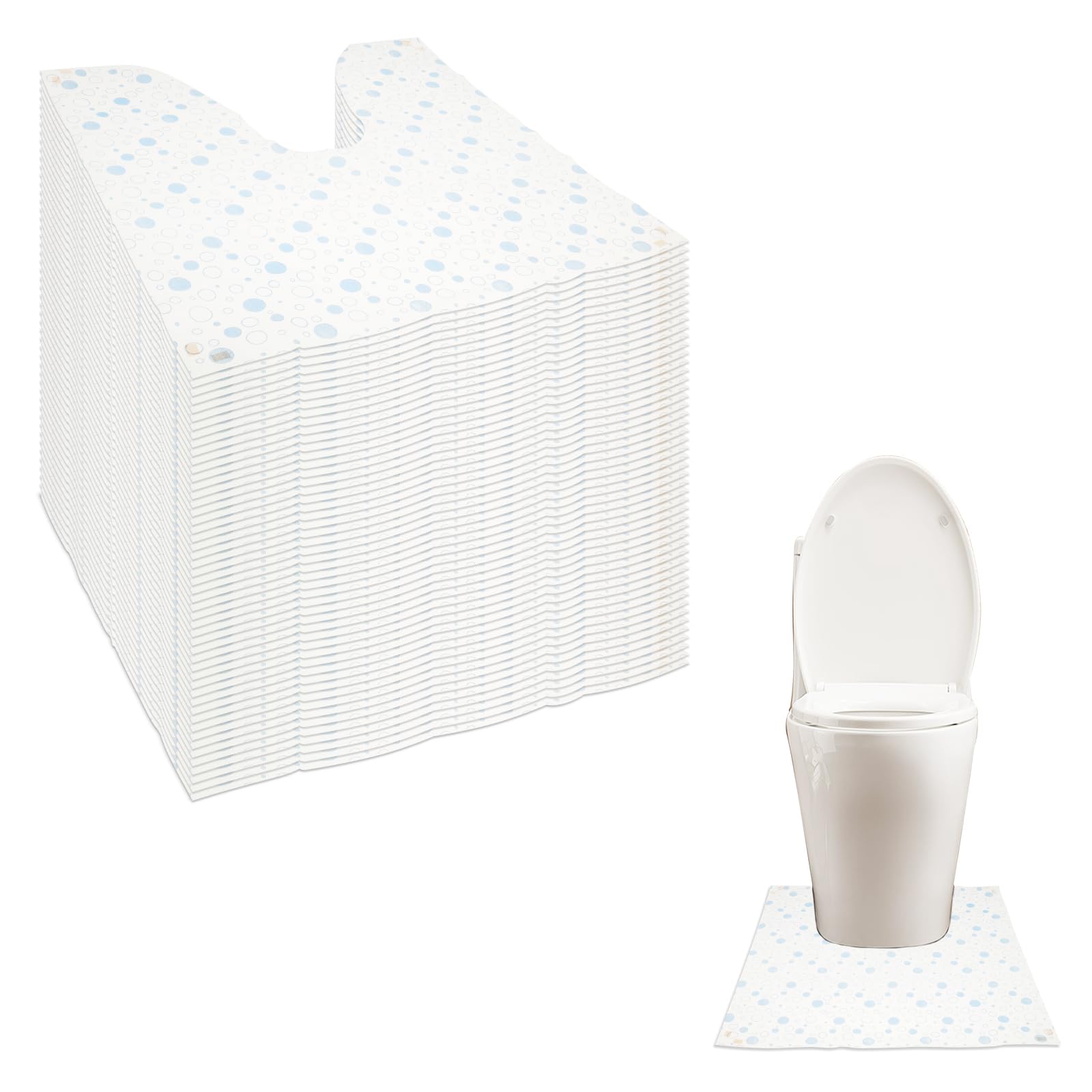 Lot de 50 tapis de toilette jetables en forme de U antidérapants imperméables 59 x 59 cm pour vieux pots, urine, sol de salle de bain, antidérapant