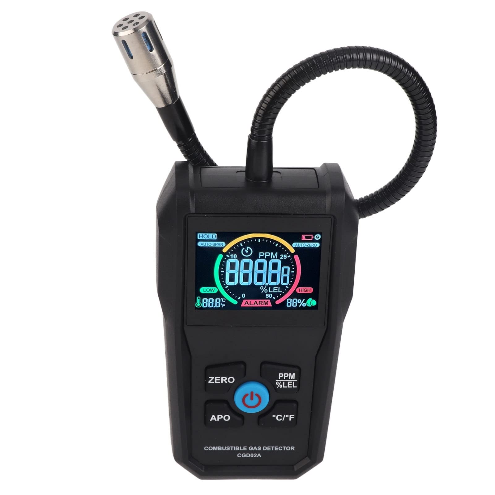 Annadue Detector de Gas 50-50000PPM, Probador de Fugas de Gas Portátil con Pantalla LCD, Detector de de Sonda Flexible para Propano de Natural Metano, Herramienta de Detección de Fugas de Tuberías