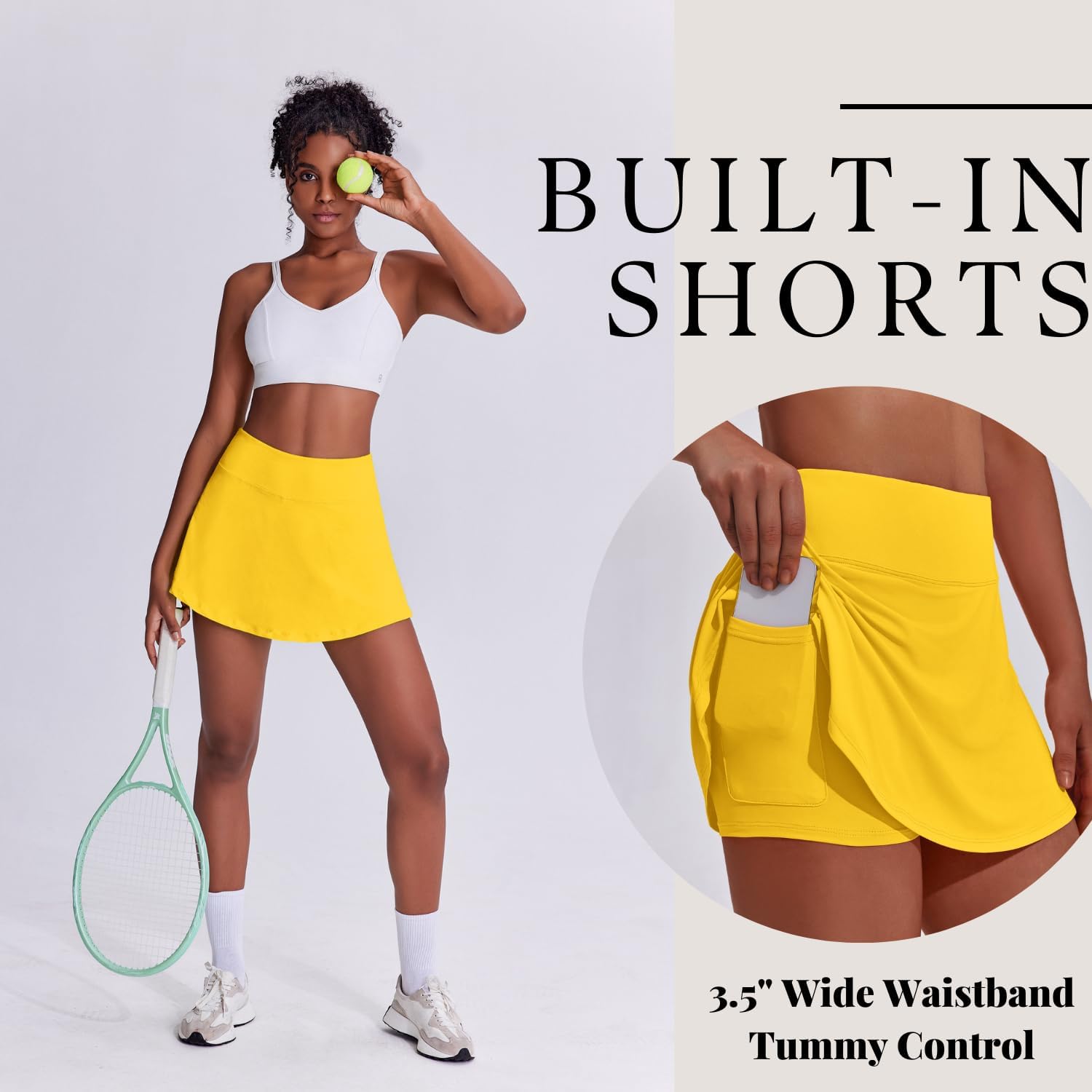 PINSPARK Tennis Skirts for Women Pleated Athletic Skort Lightweight Golf Skirts with Shorts Pocket Workout Pickleball - Image 3