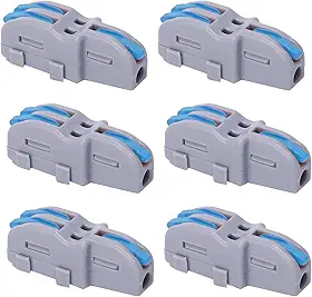 Tbest Conector De Fiação 1 Para 2, Bloco De Terminais Rápido Com 20 Peças, Conector De Fio De Alavanca 1 Para 2, Elétrico Idc, Laranja
