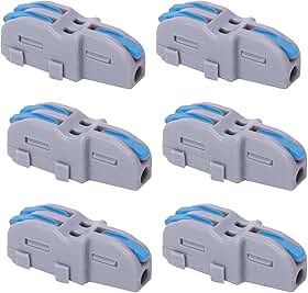 Tbest Conector De Fiação 1 Para 2, Bloco De Terminais Rápido Com 20 Peças, Conector De Fio De Alavanca 1 Para 2, Elétrico Idc, Laranja