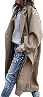 CHARTOU Women's Oversized Notched Collar Wool Blend Single-Breasted Midi Trench Coat - Fall Winter Outwear