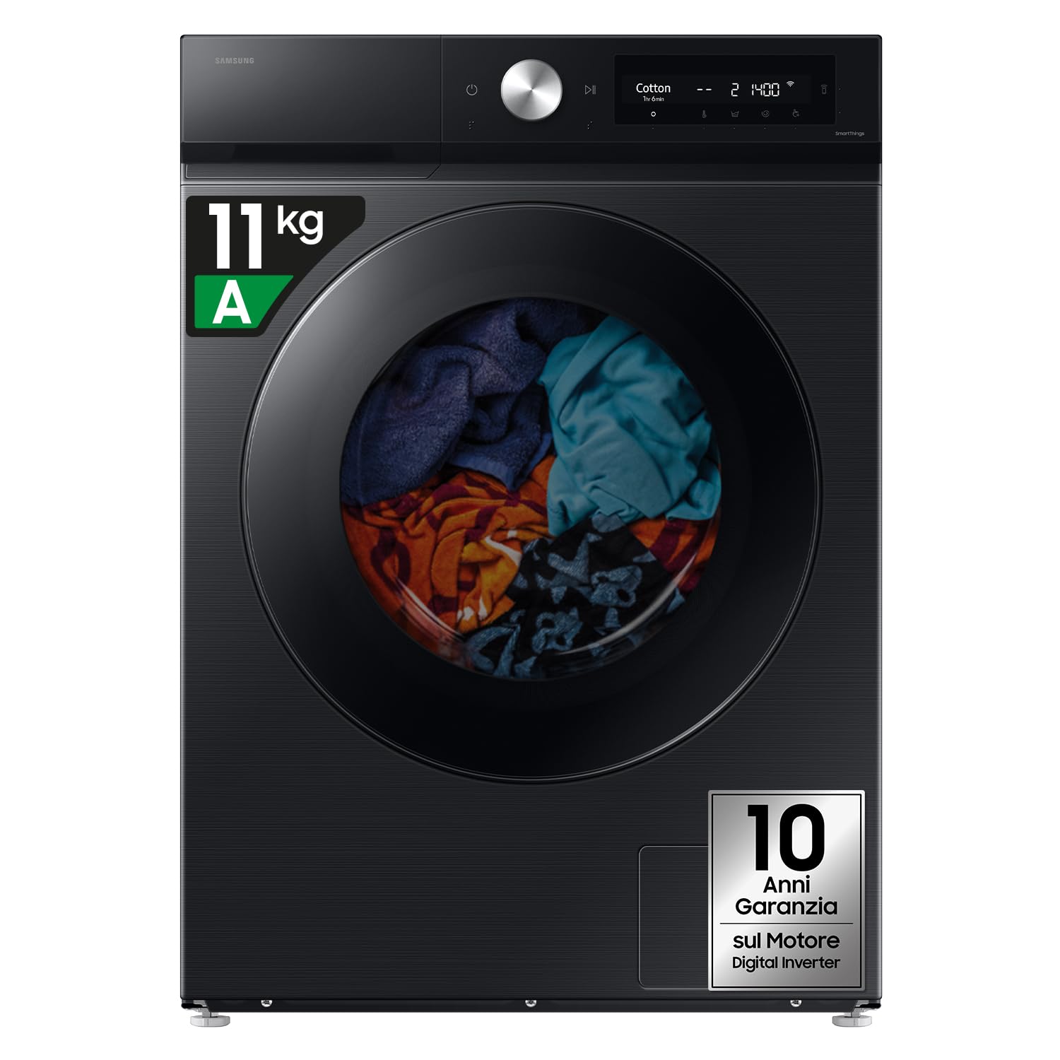 Samsung Lavasciuga Bespoke AI WD11DB7B85GBU3, 11+​6 kg, Ecodosatore, Vapore Igienizzante, AI Wash, Carica Frontale, 60L x 85H x 60P cm