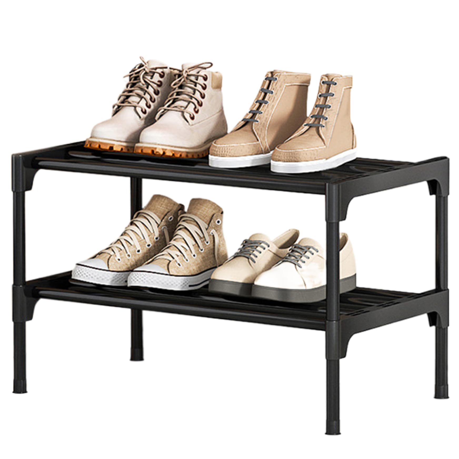 Meuble chaussures vertical 2 niveaux anti-rouille pour petit balcon