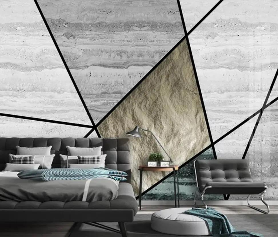 Papier peint 3D lignes simples ILIYA pour sublimer un mur de salon ou de chambre