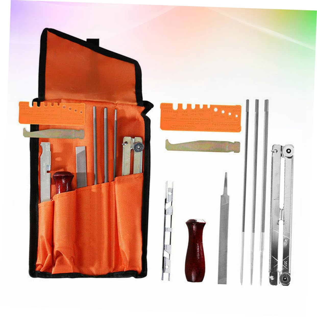 Kit di Affilatura Catena Motosega 10 Pezzi in Metallo, Resistente All'usura, Portatile, per Manutenzione Catene