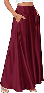 Maxi Satin Skirts for Womens High Waisted Flowy Long A line Skirt Trendy...