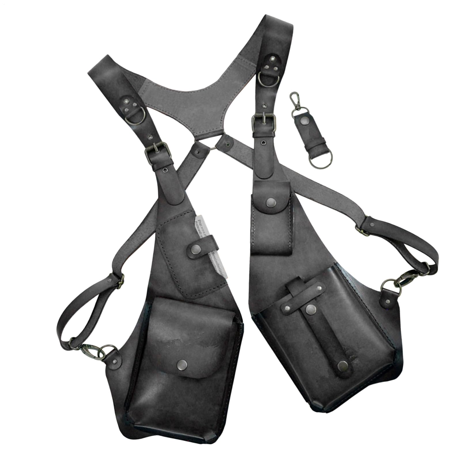 Arnés antirrobo para hombre de piel, arnés antirrobo de piel, bolso de hombro medieval con antebrazo, funda para teléfono móvil para hombres y mujeres, cartera ajustable de piel sintética