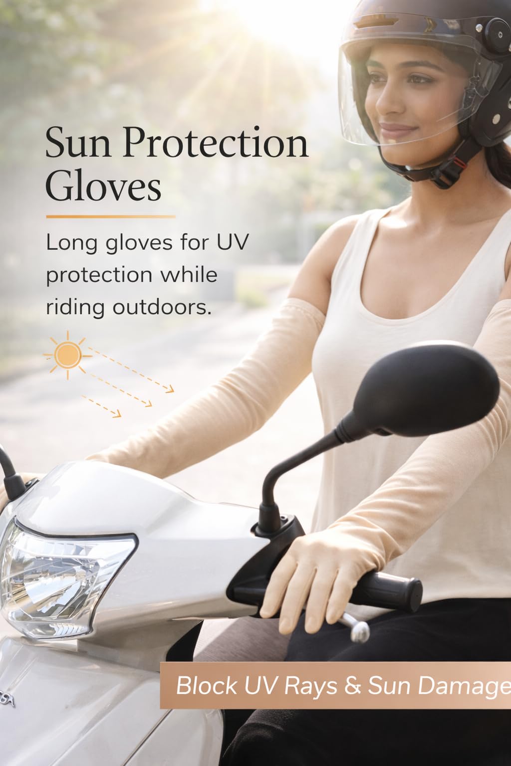 Motoway Sun Protection Full Arm Gloves for Women & Girls | UV Protection Anti-Tan Arm Sleeves for Driving, Riding, Cycling & Outdoor Activities | Breathable, Stretchable & Lightweight | Pack of 10 2